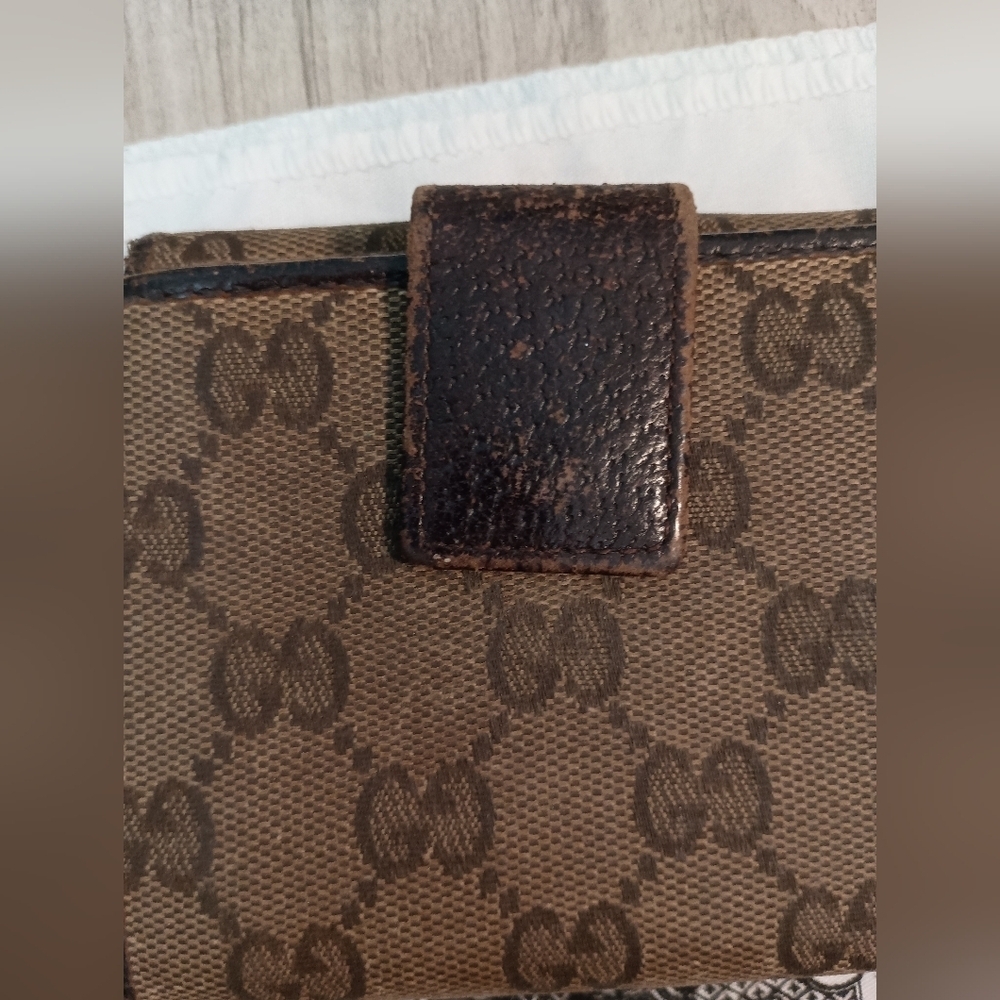 GUCCI GG Beige Canvas With Brn Leather Coin Purse Clutch/Wallet - Picture 5 of 15